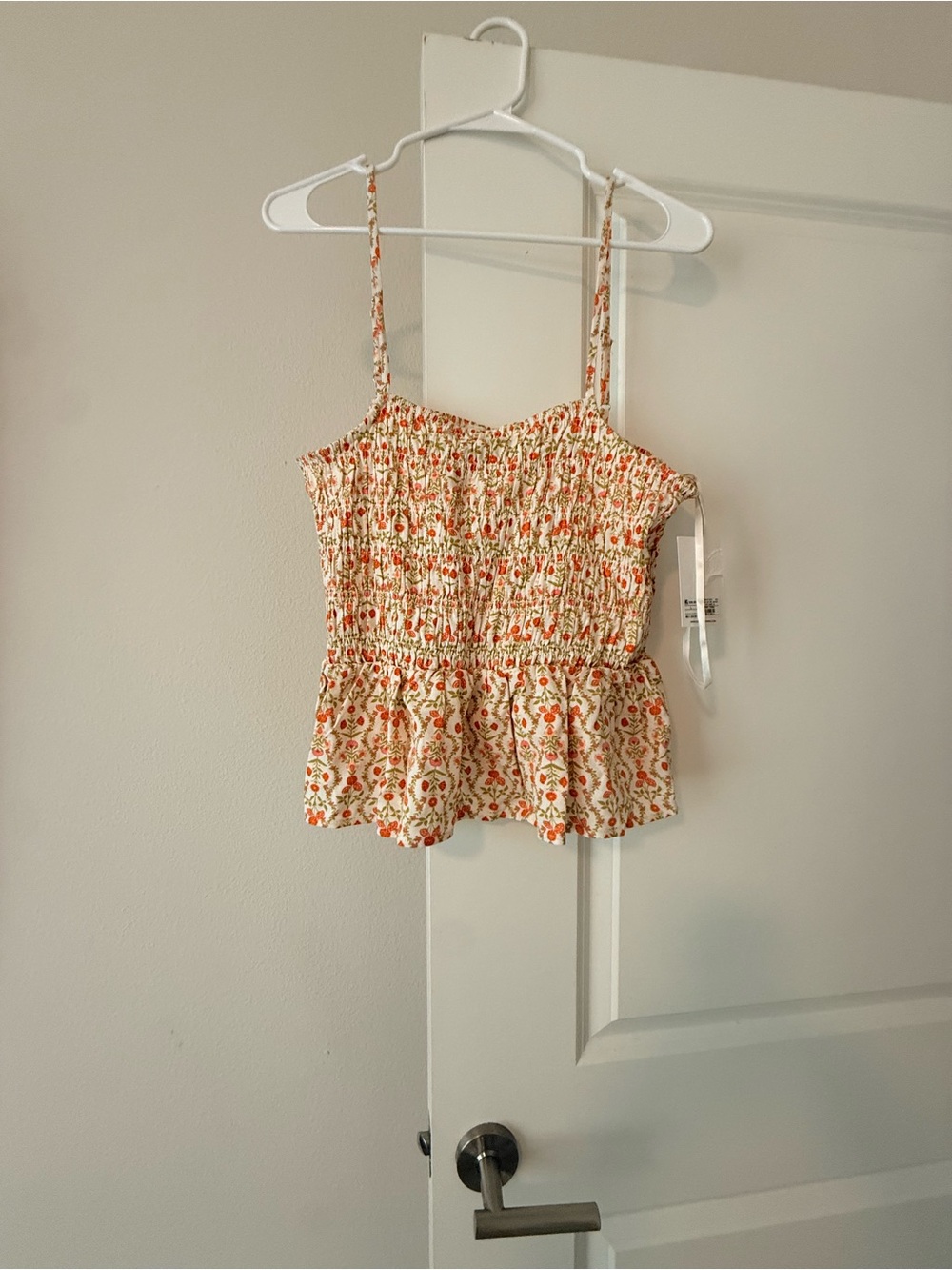 SOLID & STRIPED Cream Cami with Orange Floral Print